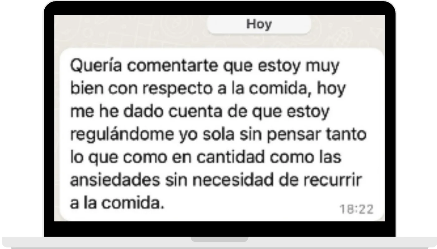 Testimonio de una paciente sobre regularse sola sin pensar tanto en cantidad ni recurrir a la comida